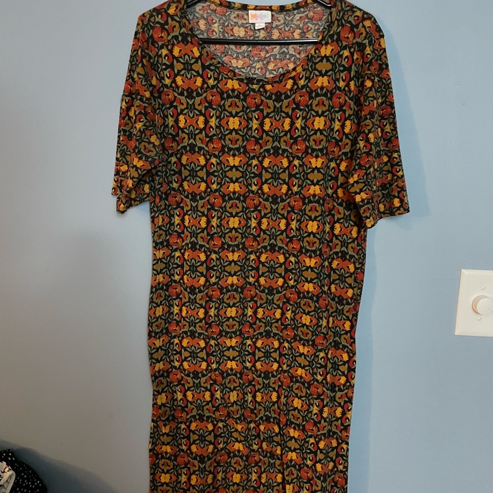 LuLaRoe Multicolor Abstract Midi Dress